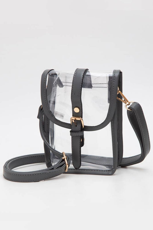 Clear Cross Body Stadium Concert Transparent Handbag: Gray