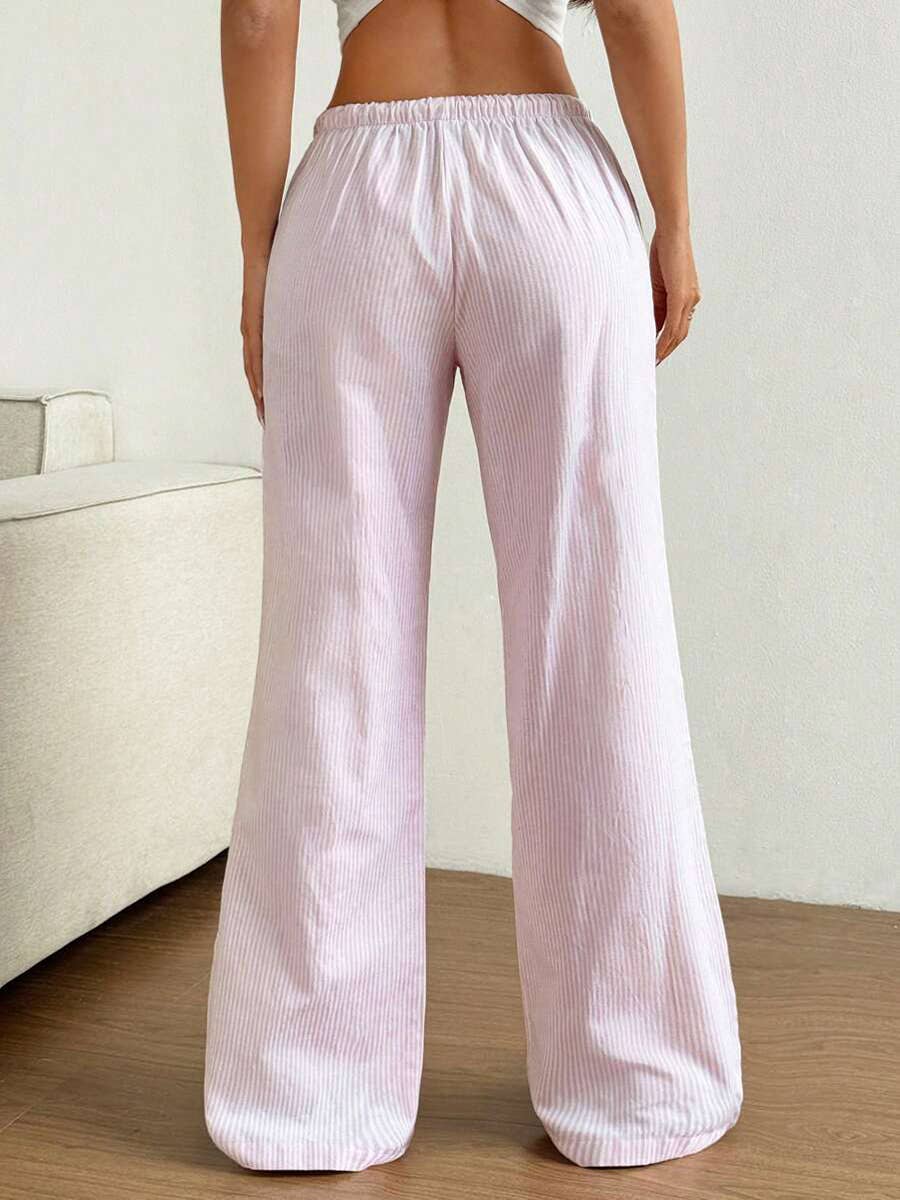 Summer Striped Wide Leg Drawstring Pants_CWBLP01181: Pink / (S) 1