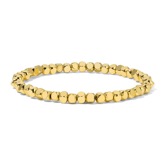 Gold Cube Bead Bracelet - Medium (4mm)