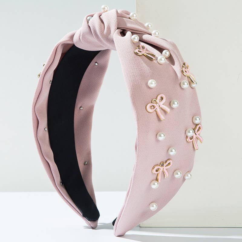PEARL BOW HAIR BAND HEADBAND | 40HB161: OFF WHITE