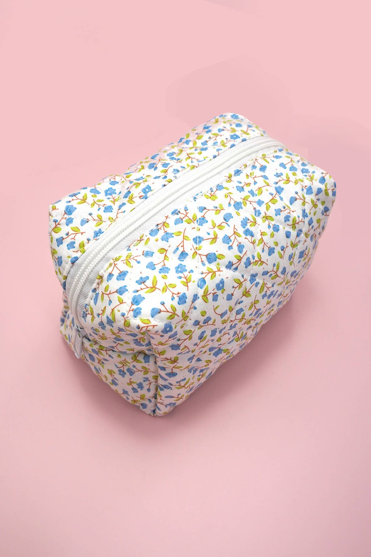 DITSY QUILTED COTTON FLORAL COSMETIC POUCH BAG | 40P557: Pink