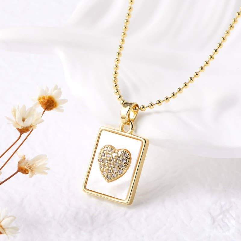 EPOXY RHINESTONE PENDANT NECKLACE | 40NK9607: RECTANGLE CROSS