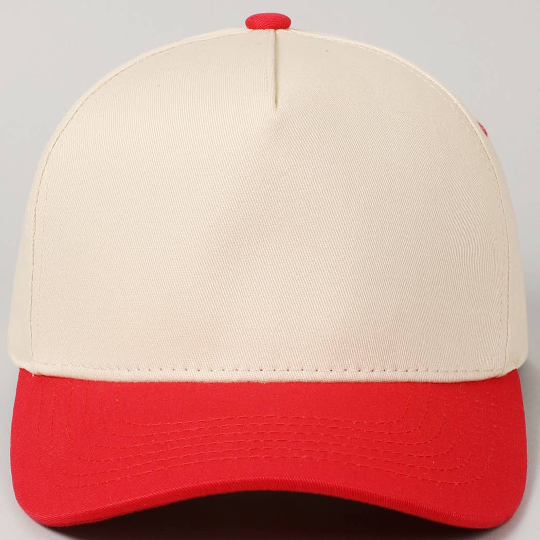 Kids Plain Two Tone Canvas Cotton Baseball Cap : LT PINK / ONE SIZE