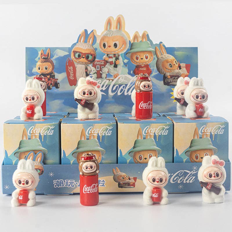 Flocking cute monster Ornaments Gift Blind Box-12pcs: Coke
