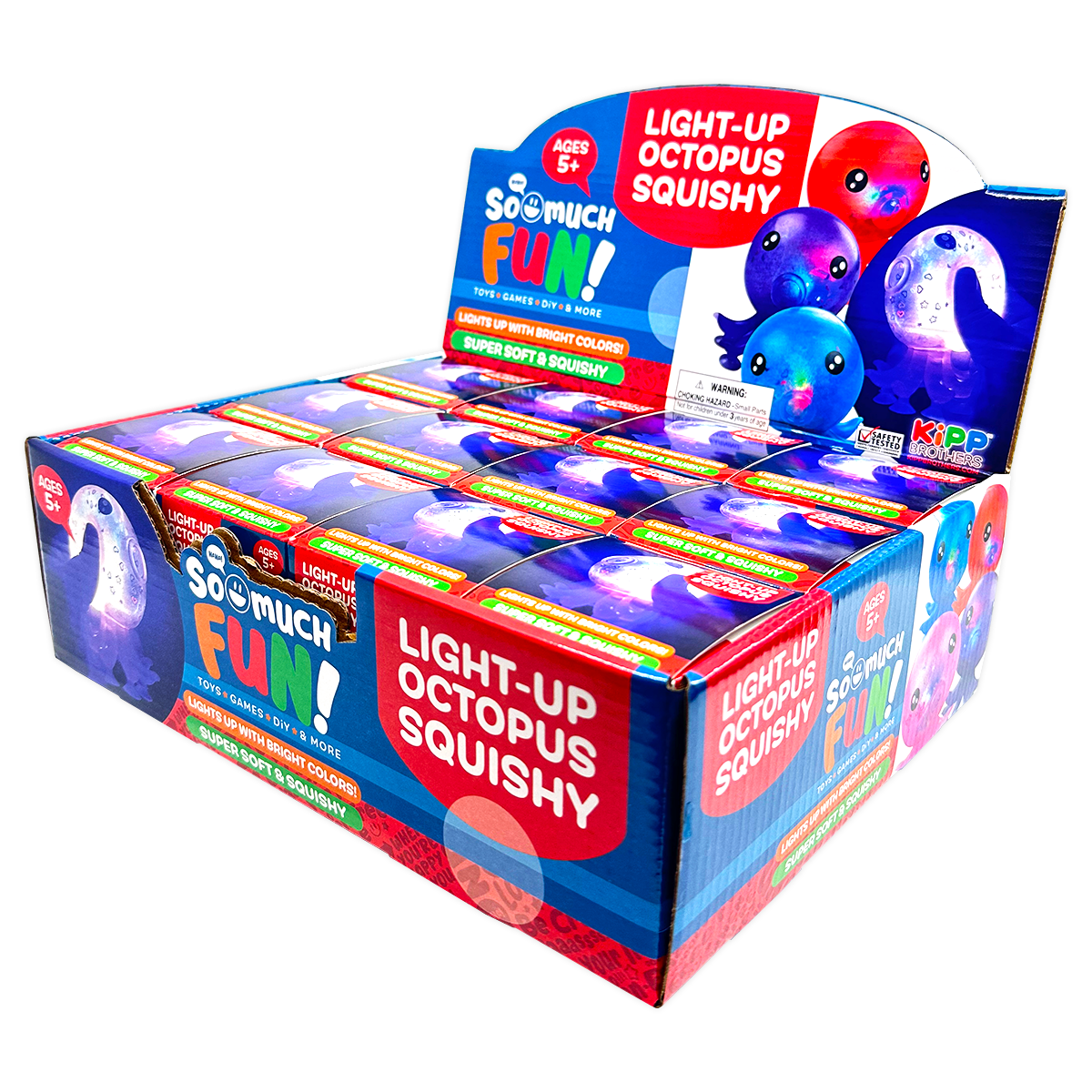 So Much Fun! Squishy Light Up Octopus Boxed Toy - 12/Display: Wholesale Price