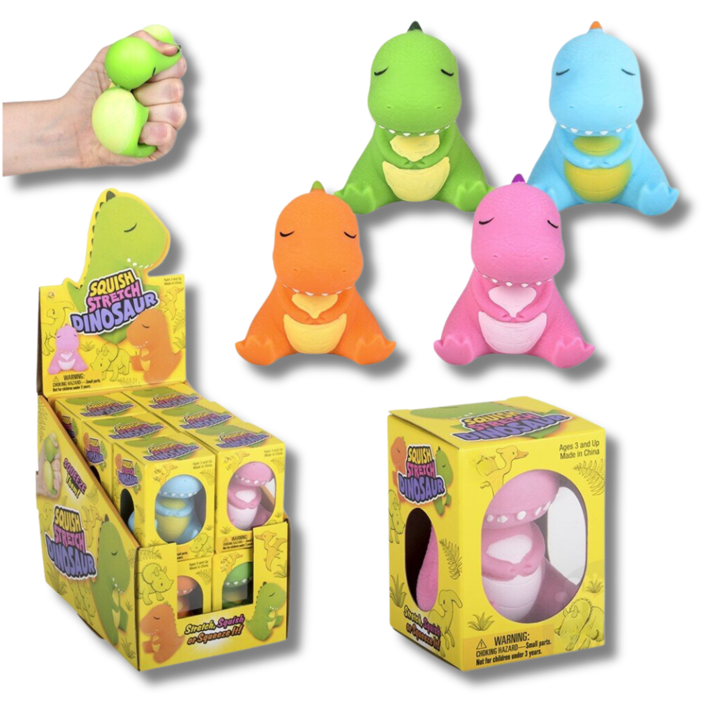 Dinosaur Squish & Stretch Fidget Kids Toy- Assorted