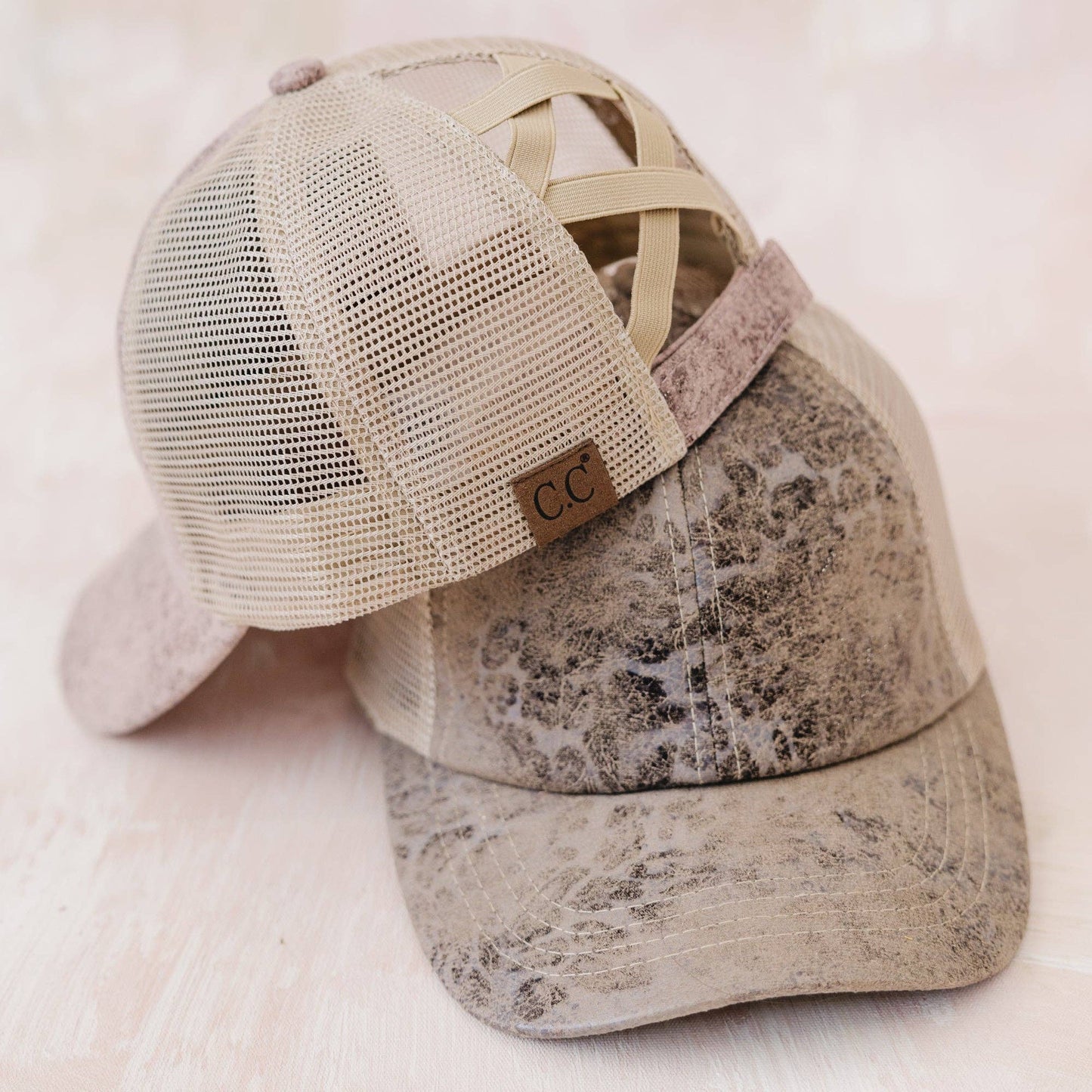 CC Faux Leather Pony Cap | Criss-Cross ( BT-923 ): Rose