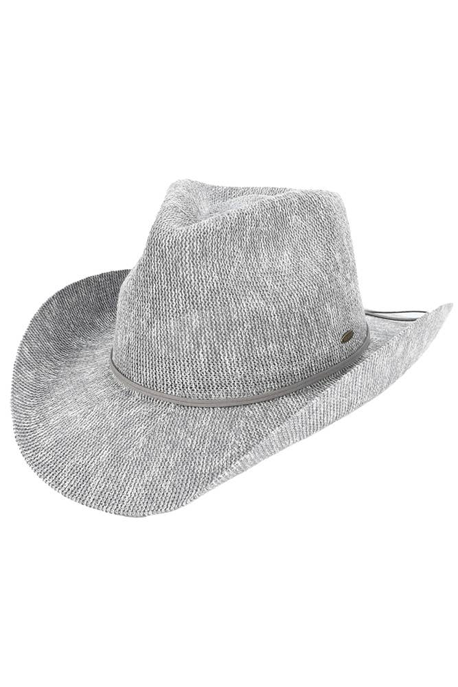 C.C Metallic Band Trim Cowboy Hat: Beige