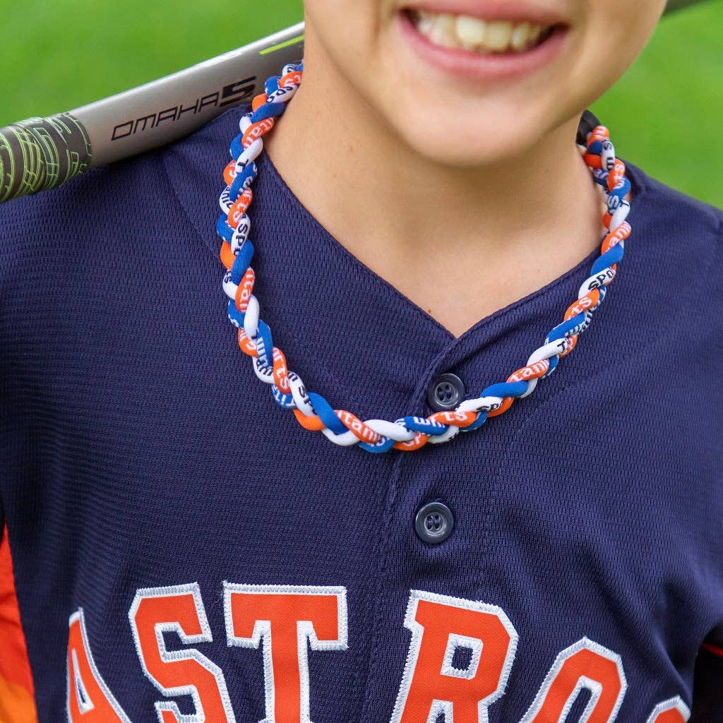Braided Sports Necklace | Blue + Orange