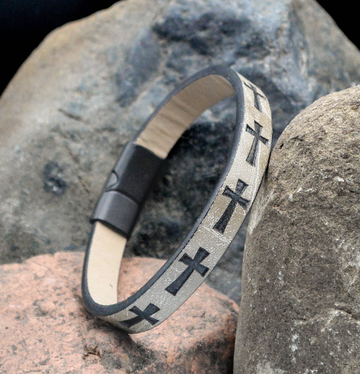 Cross Khaki Stamped - Eden Merry Bracelet