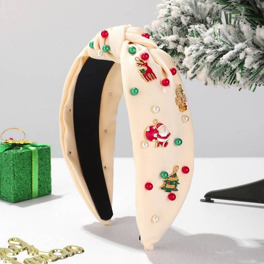 CHRISTMAS TREE SANTA REINDEER HAIR BAND HEADBAND | 40HB173: OFF WHITE