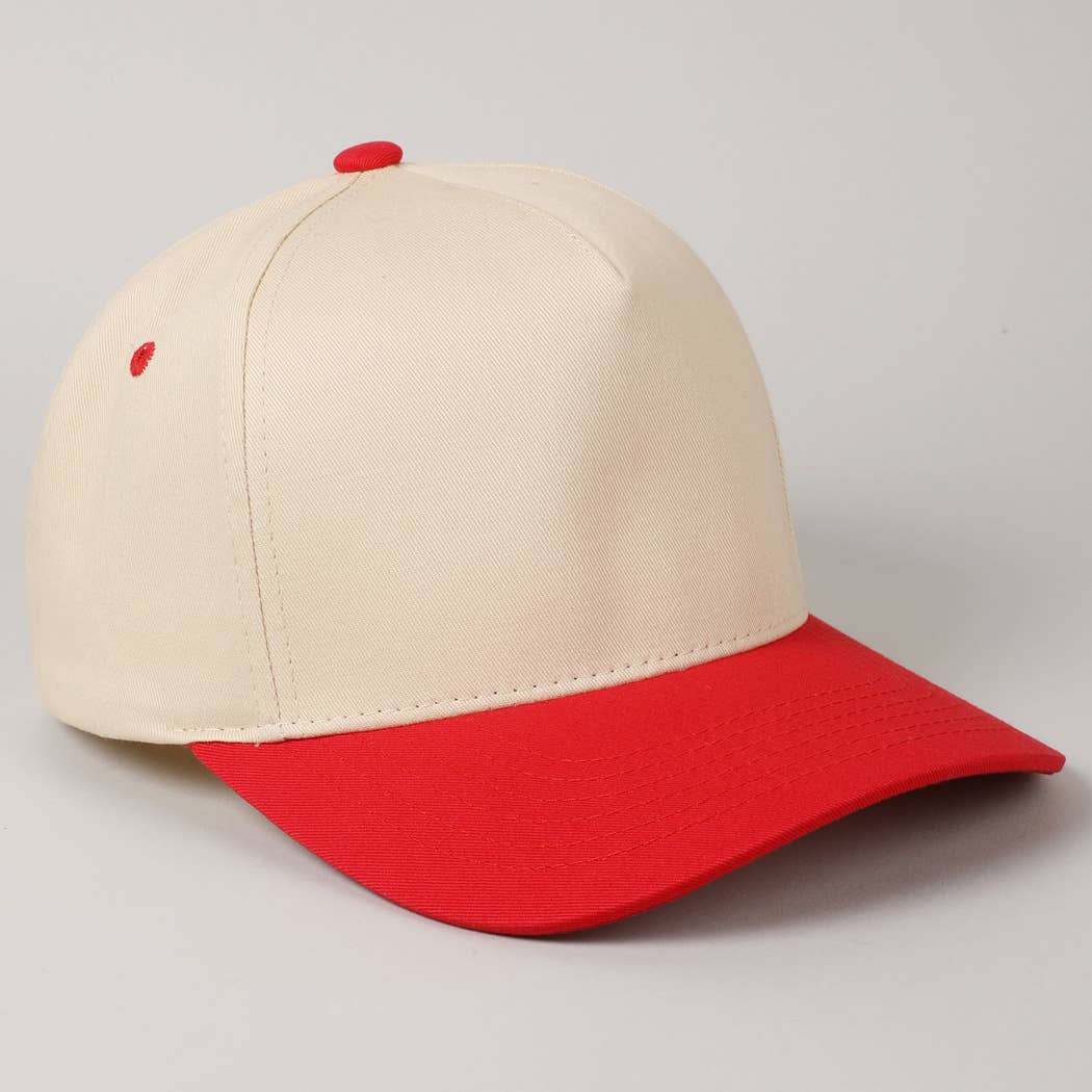 Kids Plain Two Tone Canvas Cotton Baseball Cap : SKY BLUE / ONE SIZE