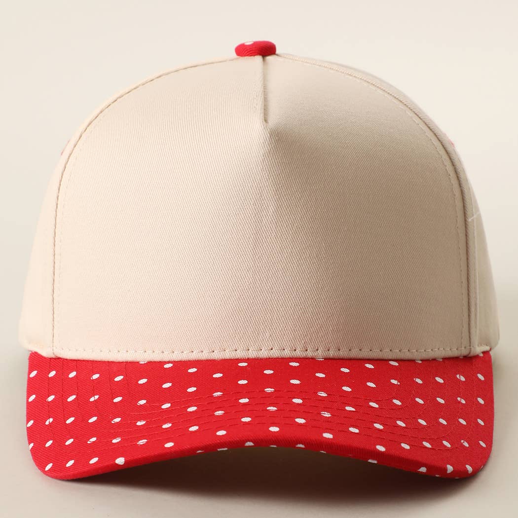 SMALL POLKA DOT Brim Two-Tone Trucker Hat: BRN / One Size