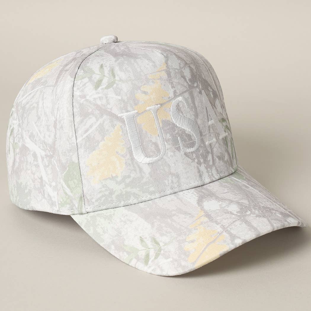 USA Letter Embroidery Camo Print Baseball Cap: BEIGE CAMO-BEIGE / ONE SIZE