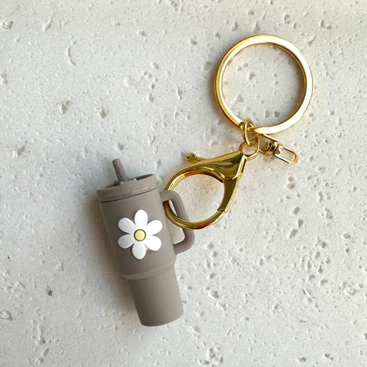 Petite Tumbler with Gold Hardware Keychain Stone
