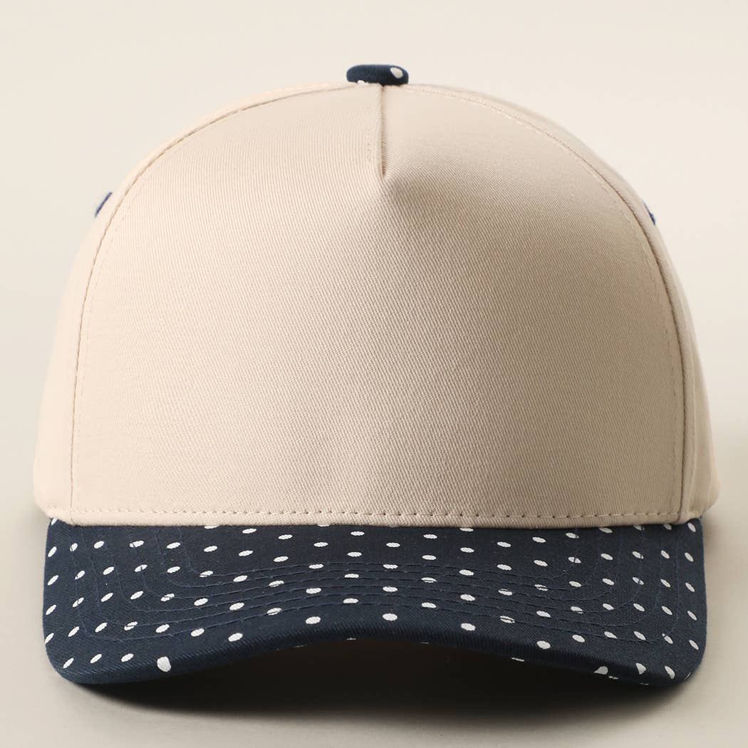 SMALL POLKA DOT Brim Two-Tone Trucker Hat: BRN / One Size
