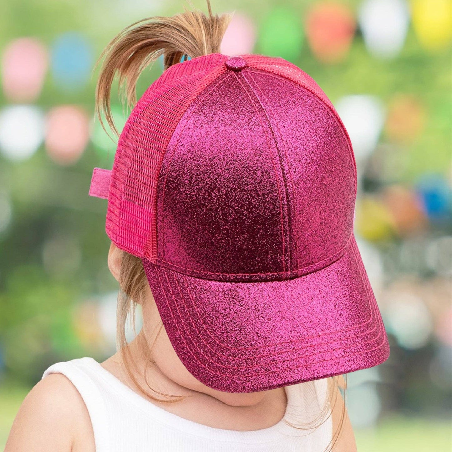 CC Kids Glitter Pony Caps ( KIDS BT-6 ): Rose Gold / C.C KIDS ® Tag || Fits Size 1T - 4T || (Head Circumference 17" - 20”)