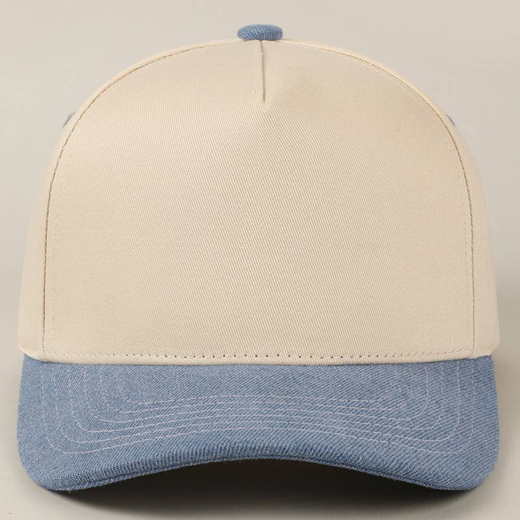 Plain Two-Tone Canvas Cotton Trucker Hat: SKY BLUE / ONE SIZE