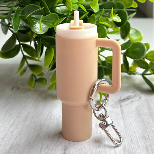 Mini Tumbler Keychain Carry Storage Container Cream