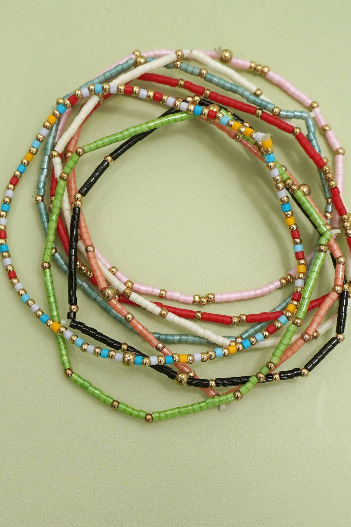 BOHO COLORFUL BALL BEADED BRACELET | 40B5178: Pink