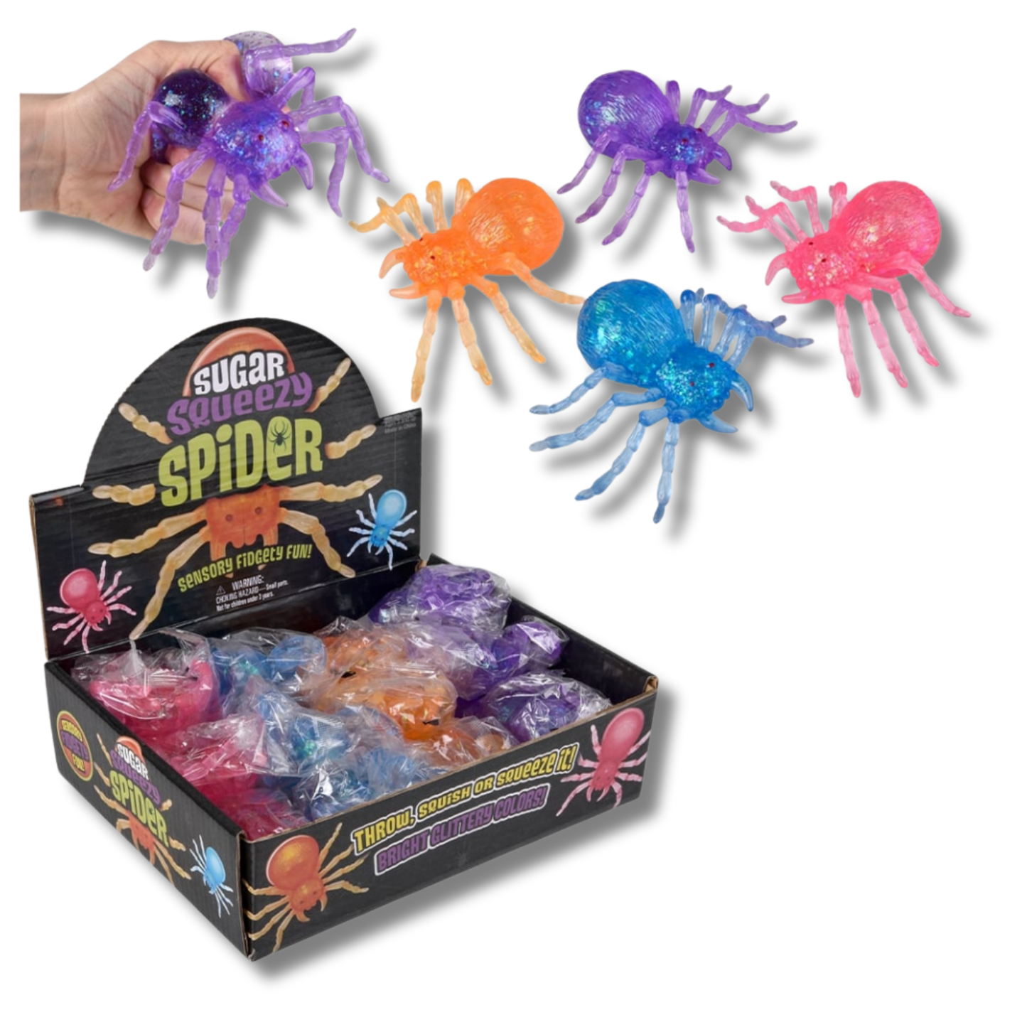 Funny Spider Squeezy Sugar Fidget Kids Toy- Assorted