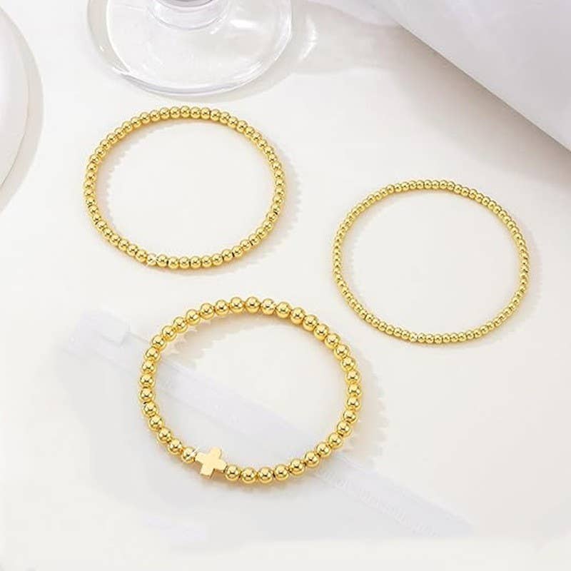 CROSS MULTILAYER BALL CHAIN BRACELET | 40B5165: GOLD