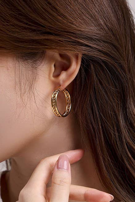 18K STAINLESS STEEL WATERPROOF TARNISH FREE HOOPS | 40E318: Gold