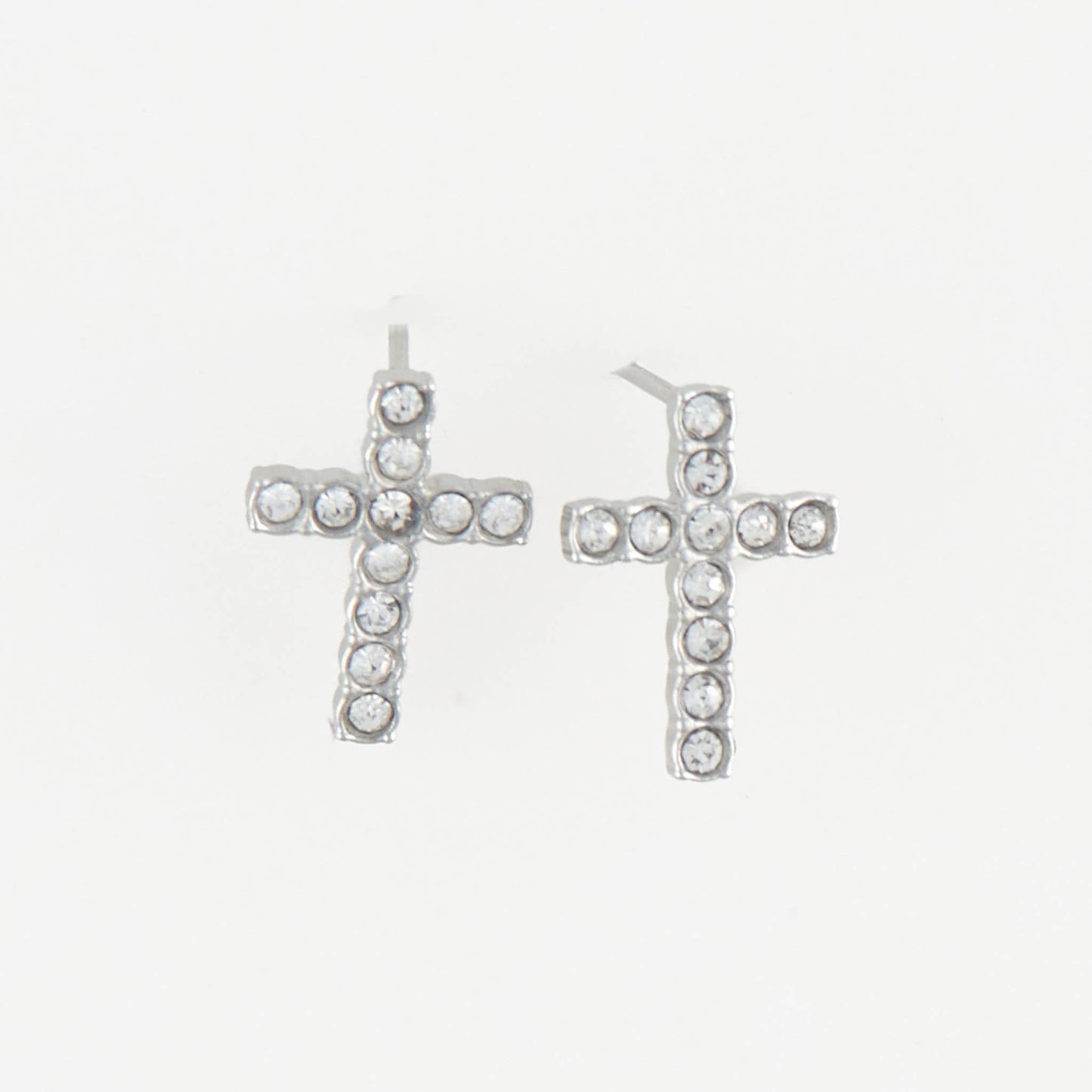Waterproof Earrings Pave Cross Stud Gold & Steel Narelle: Gold
