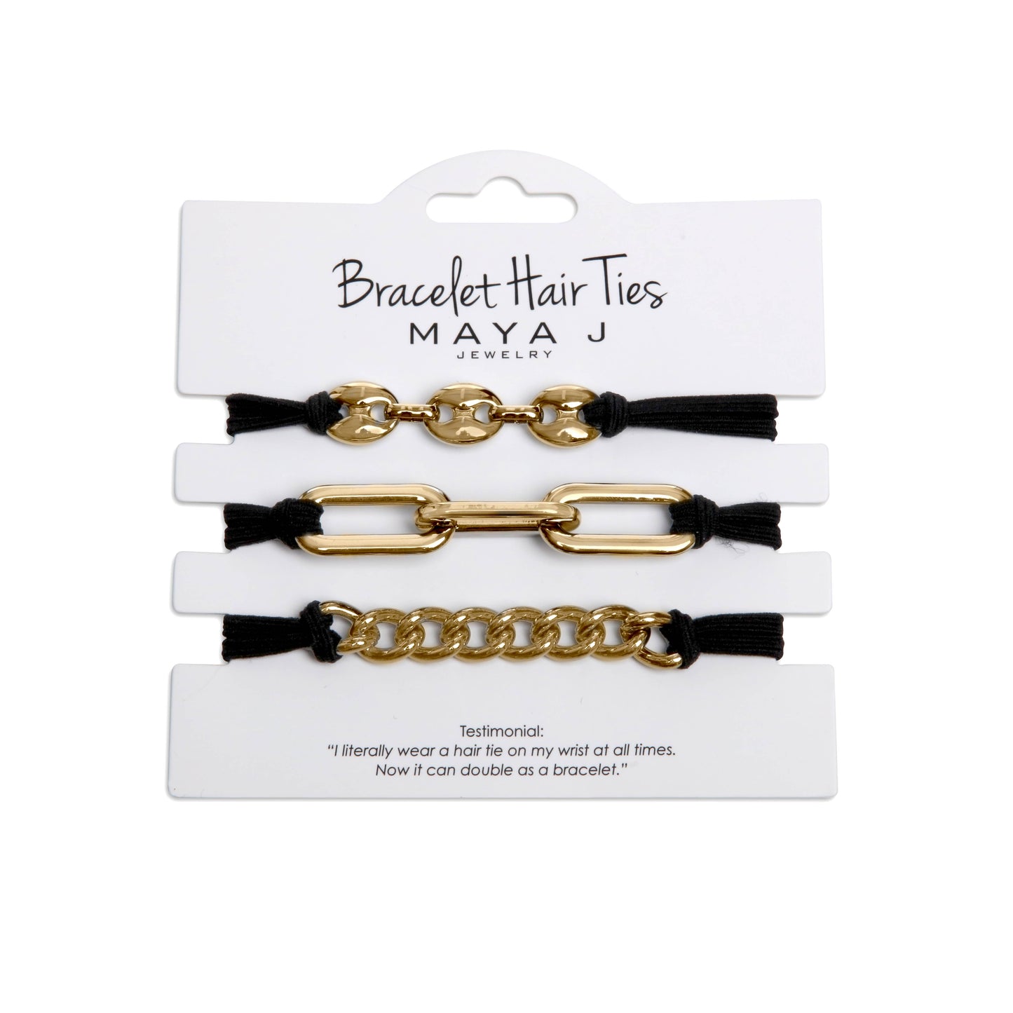 2-in-1 Bracelet Hair Tie Set - Classic - 3 Pc Set - 10 Pack: Chocolate w/ Beige Band