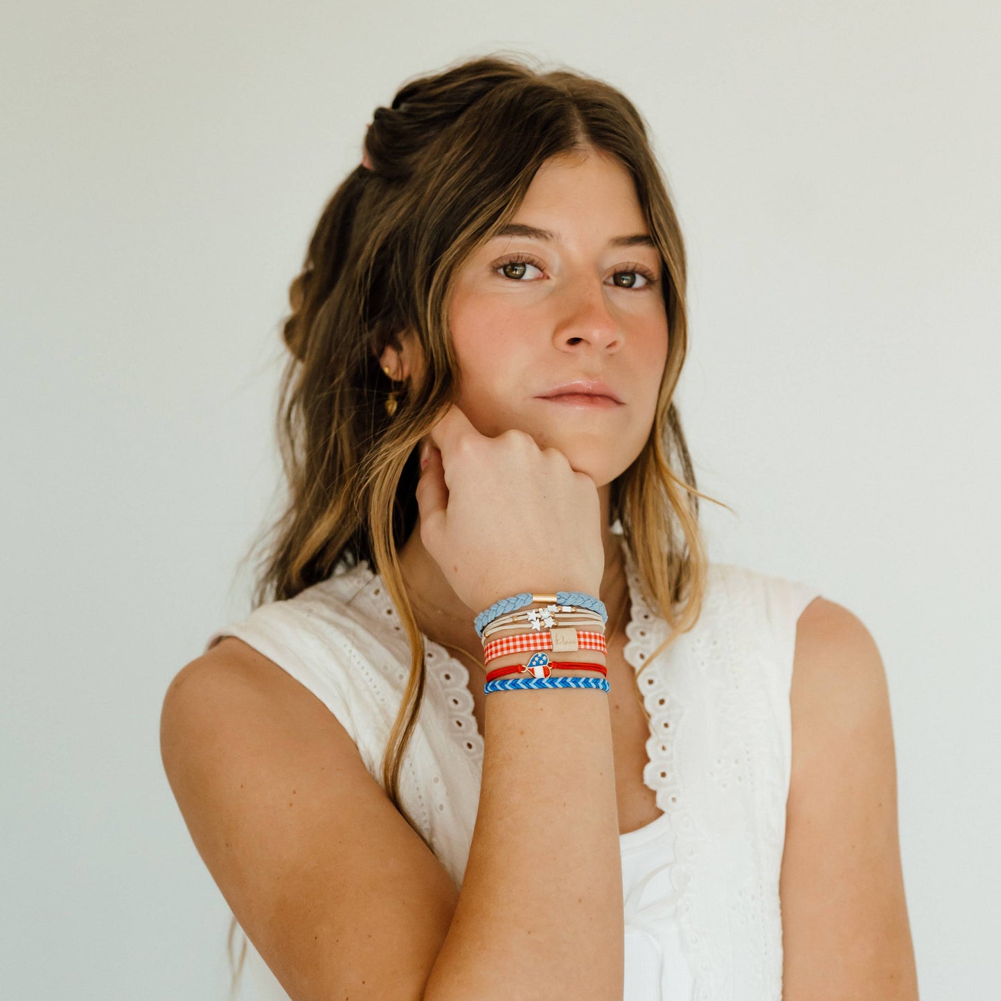 "Free" Patriotic Red, White and Blue Hair Tie Bracelet: Large