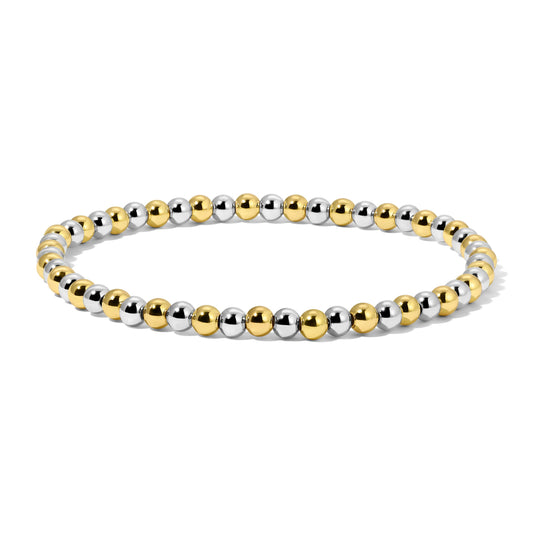 Silver and Gold Mixed Round Bead Bracelet - Small (4mm)