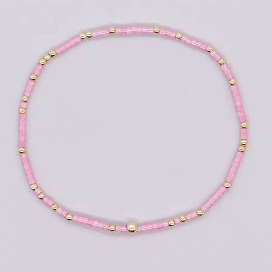 BOHO COLORFUL BALL BEADED BRACELET | 40B5178: Pink