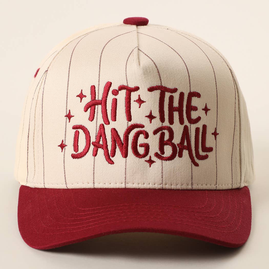 HIT THE DANG BALL Embroidered Two-Tone Pinstripe Trucker Hat: NAVY / ONE SIZE