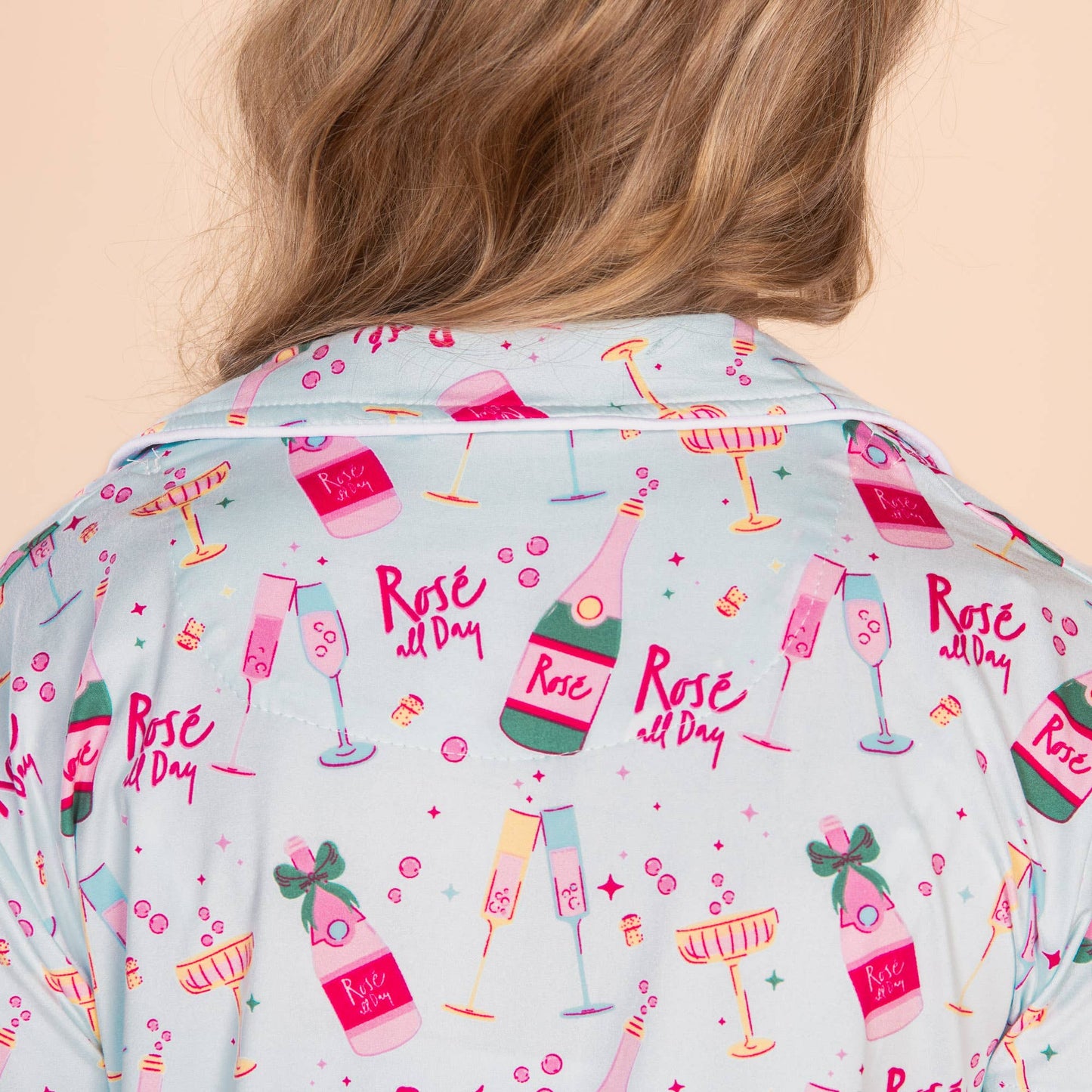 Rosé All Day Pajama Top | Blue Blush Wine PJs For Women: L