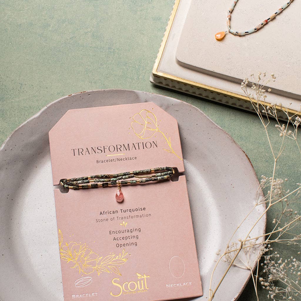 Teardrop Stone Wrap Blue Howlite/Sunstone/Gold - Harmony