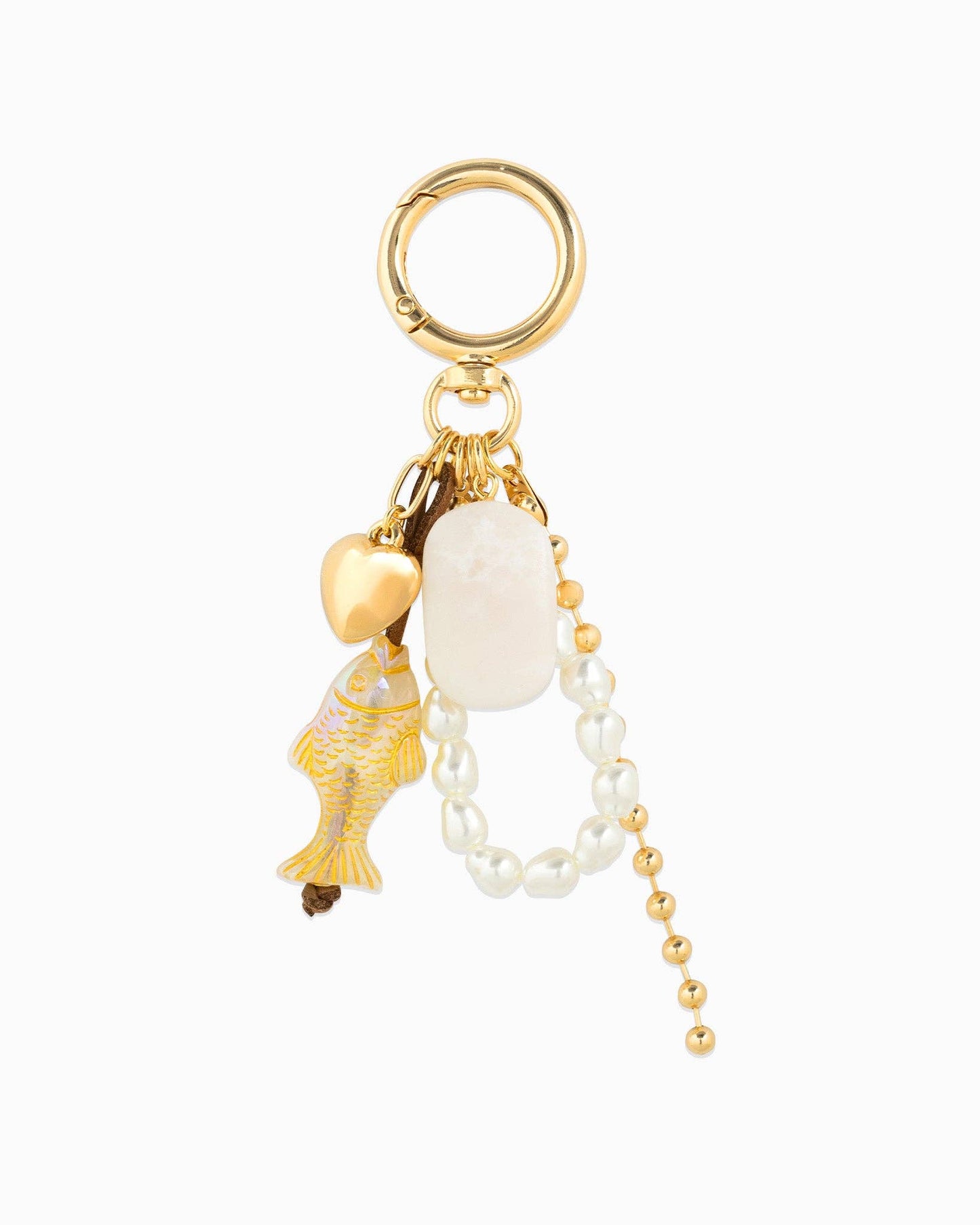 Iridescent Fish Pearl Loop Coastal Bag Charm: Light Blue
