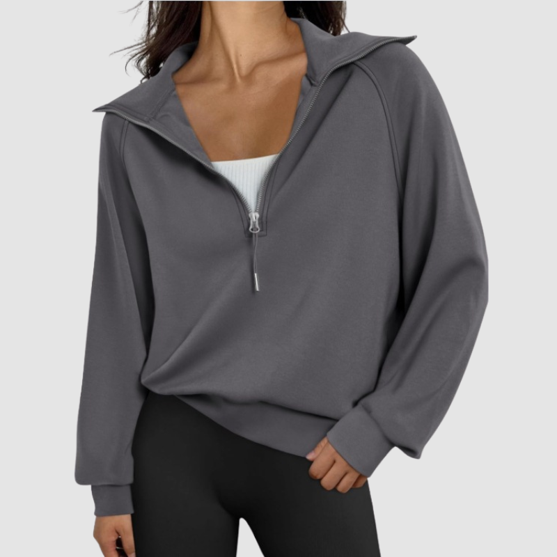 Wholesale Half-Zip Stand Collar Solid Color Sweatshirt: Navy / M