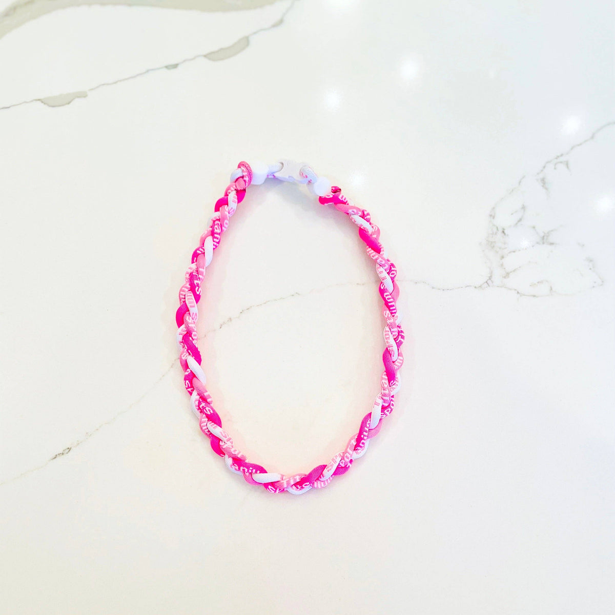 Braided Sports Necklace | Hot Pink + Light Pink