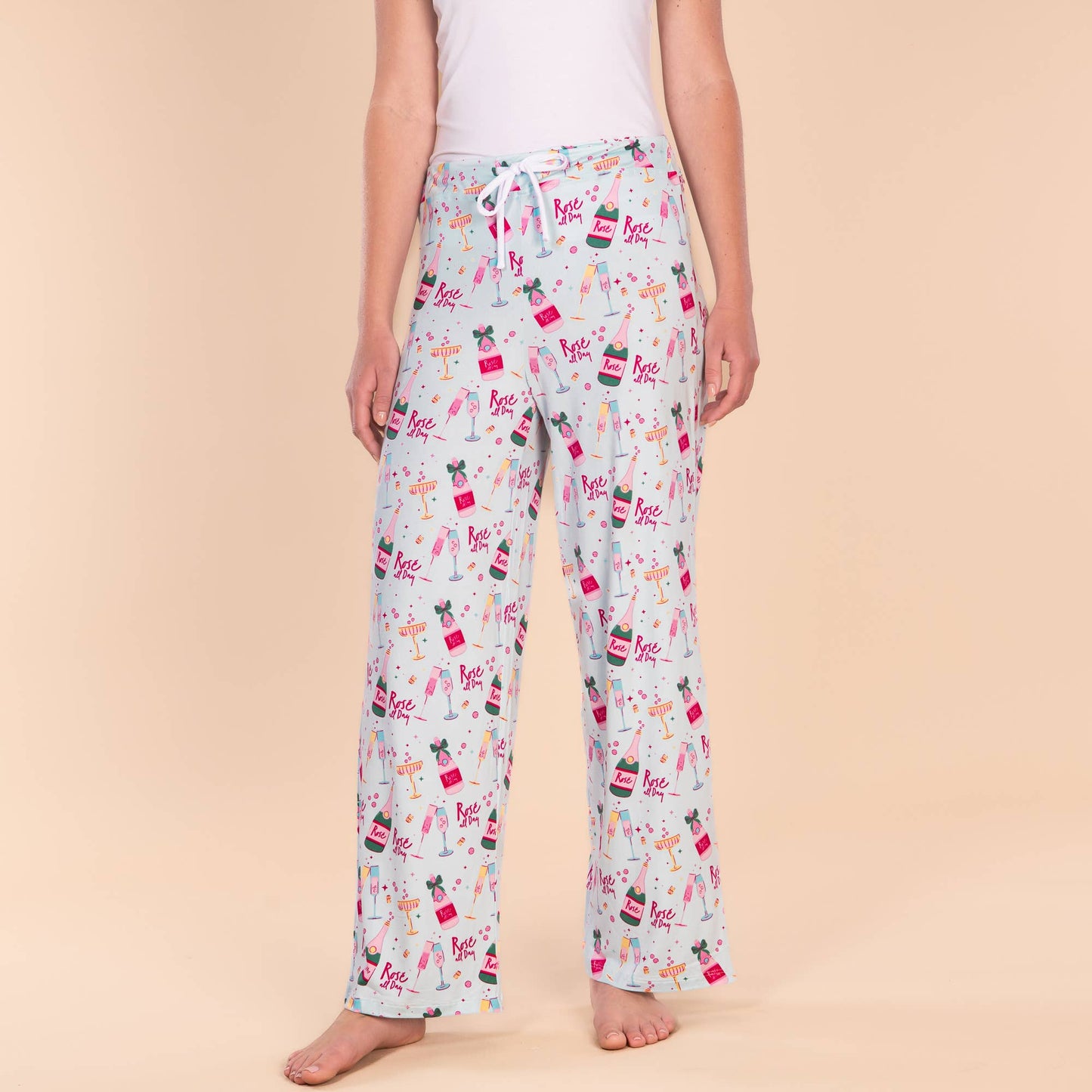 Rosé All Day Pajama Pants | Blue Blush Wine PJ Bottoms: L