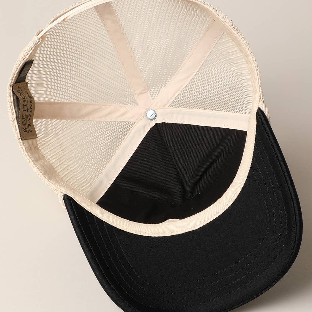 Plain Foam Rope Mesh Back Trucker Hat : BLK-STN / ONESIZE