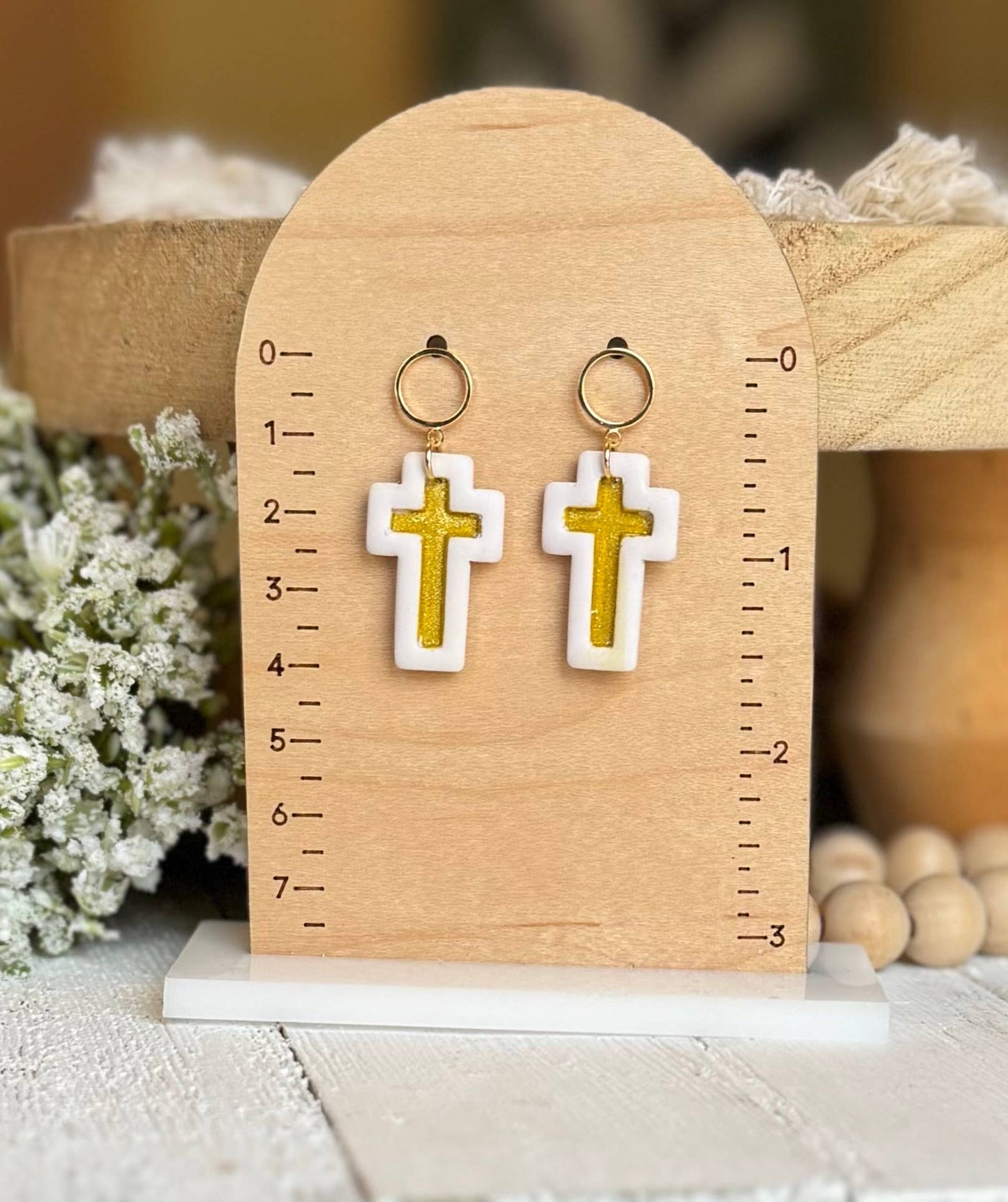 Religious Earrings : Cross with Heart