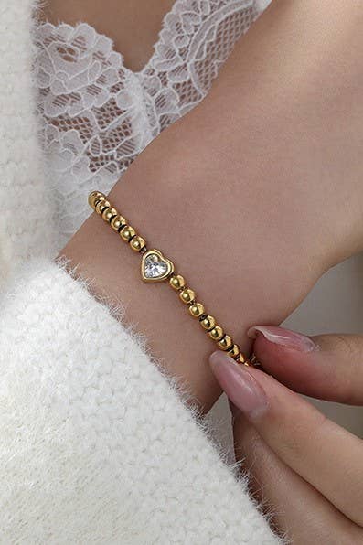 18K STAINLESS STEEL TARNISH FREE BEADED BRACELET | 40B5124: GOLD