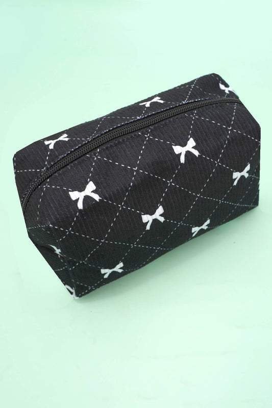 TRENDING BOW MAKEUP COSMETIC POUCH BAG | 40P550: Black