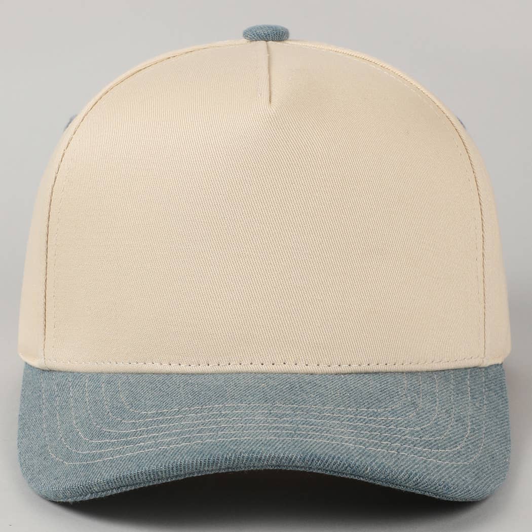 Plain Two-Tone Canvas Cotton Trucker Hat: SKY BLUE / ONE SIZE