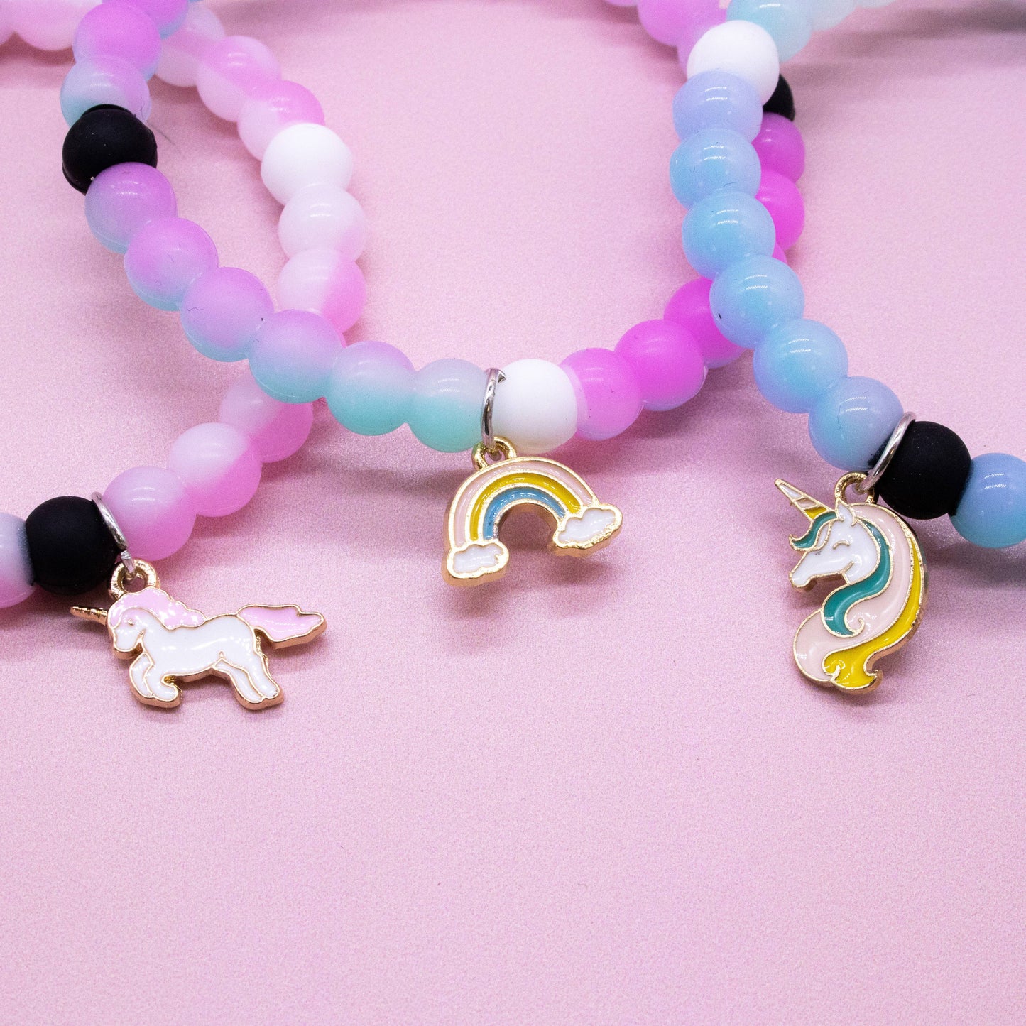 Glow in the Dark Unicorn Charm Bubble Bracelets - 3 Pack