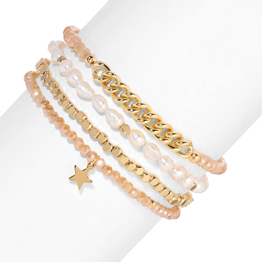 Baroque Pearls and Sahara ab Crystal Bracelet Set/4