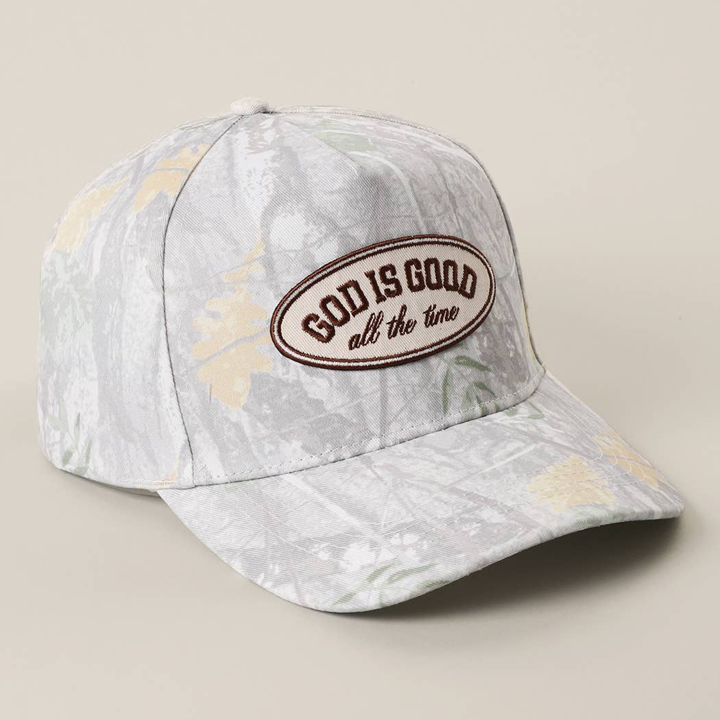 GOD IS GOOD All The Time Patch Camo Baseball Cap: CAMO / One Size