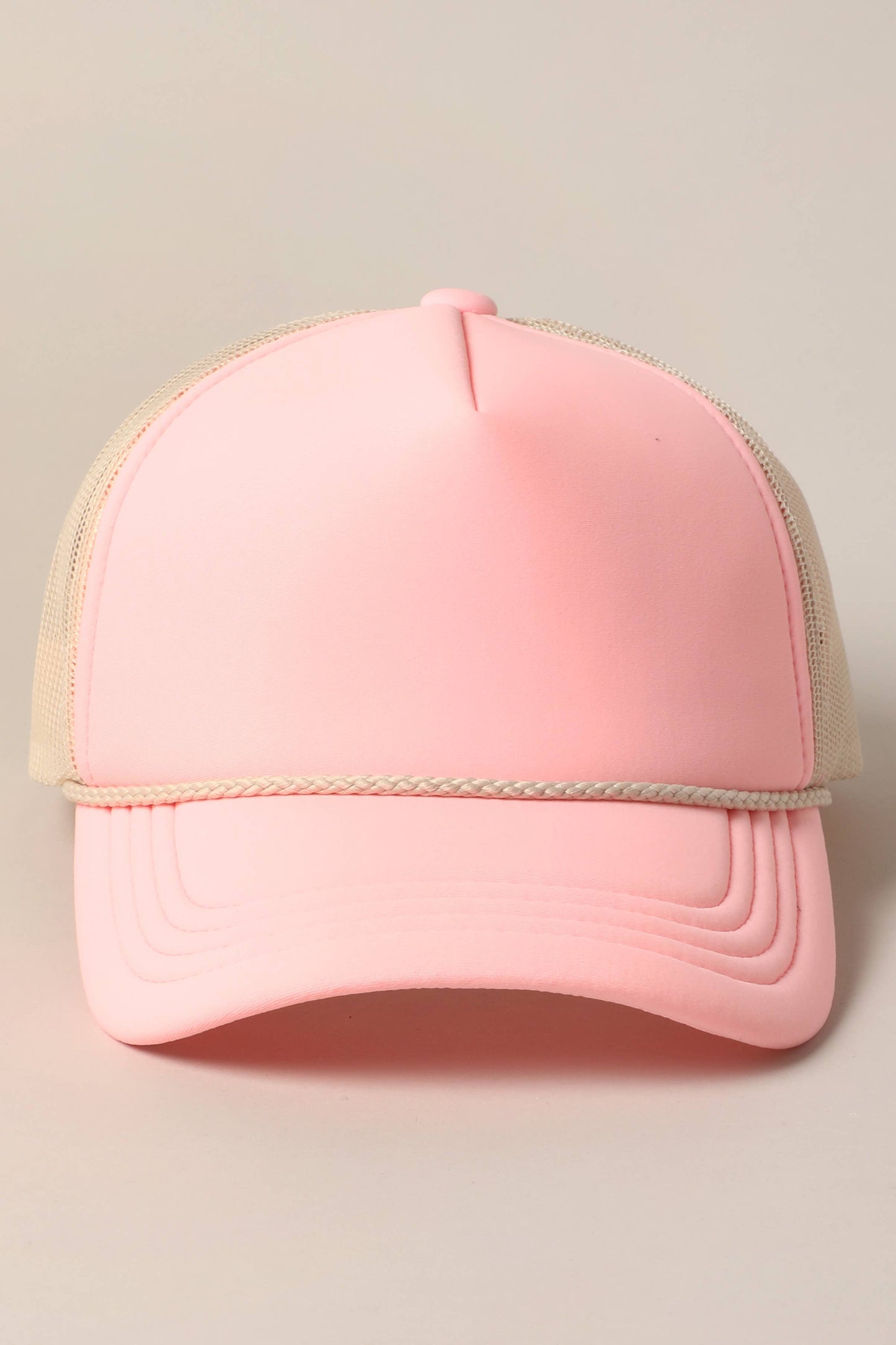 Plain Foam Rope Mesh Back Trucker Hat : ROSE-STN / ONESIZE