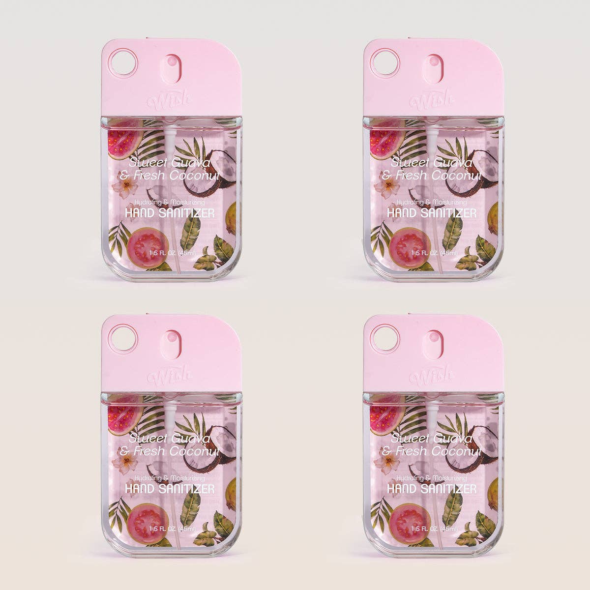 PDQ Assorted Sanitizer with Holder Case (40 Units: 10 each Black Plum, Cucumber Melon, Sweet Guava, Violet Orchid) | Size: 1.2 oz