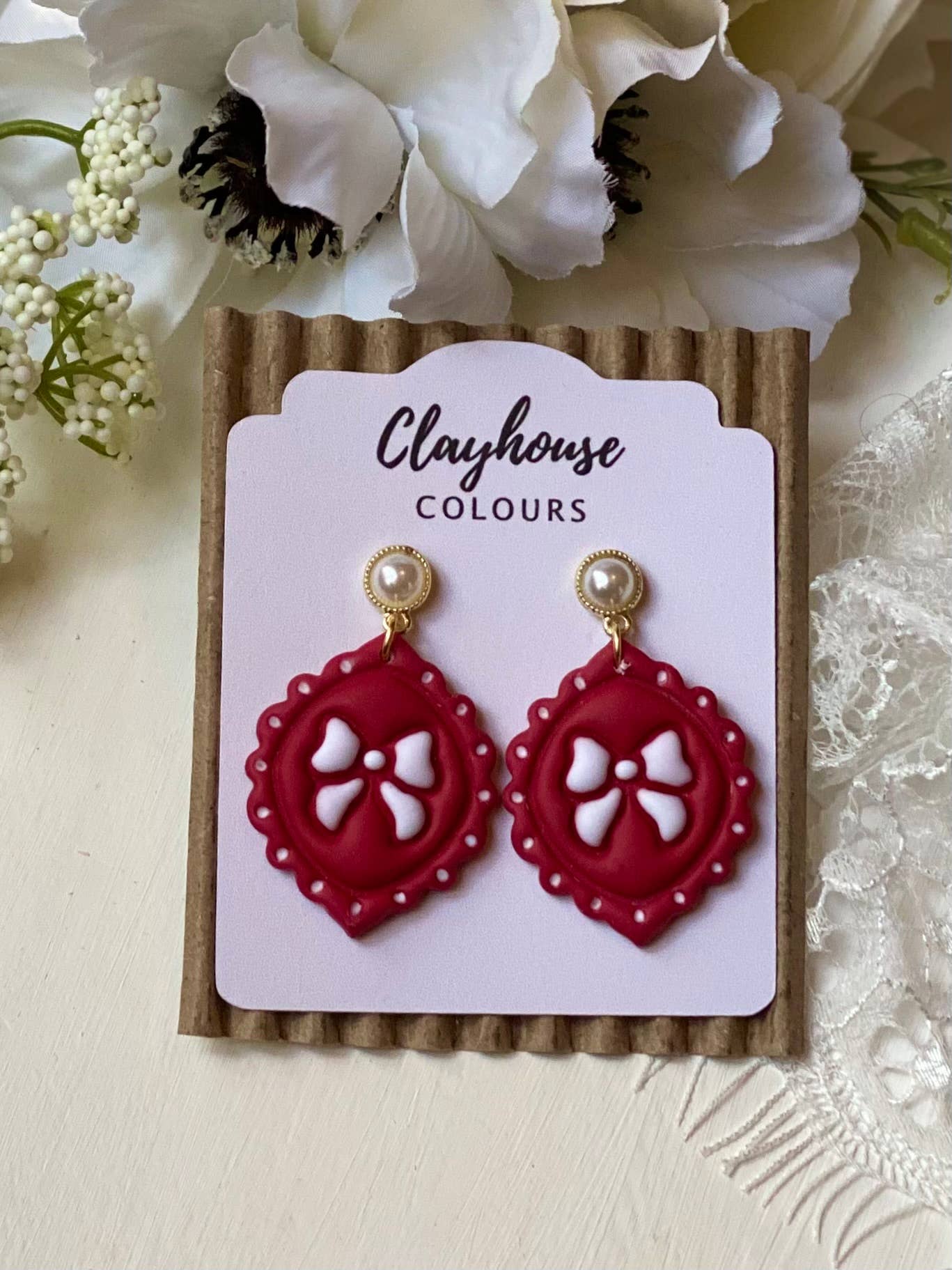 Bow Earrings : Hoop Light Pink